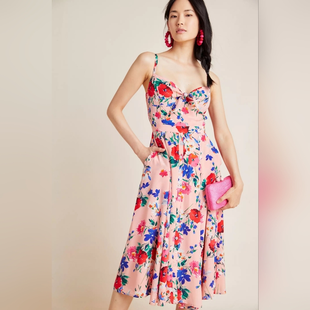 Yumi Kim Julia Floral Pink Midi Dress | Small Petite